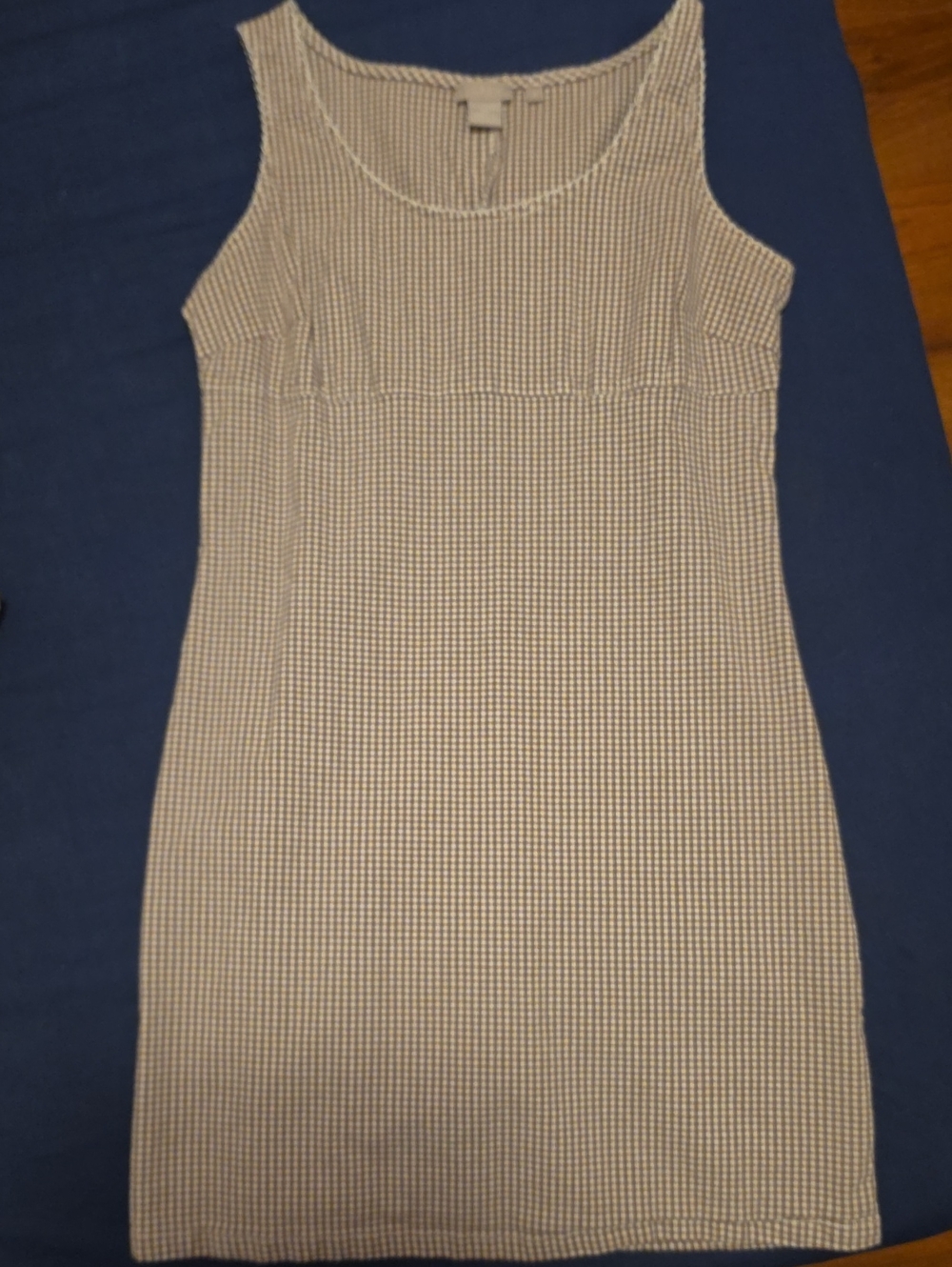 J. Crew Beige and White Gingham Sleeveless Mini Dress